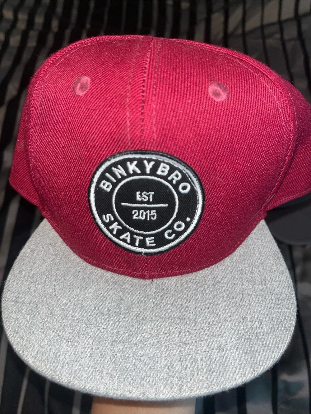 BinkyBro Kids Two-Tone Maroon and Gray Baseball Cap $18 EACH OR $50 FOR ALL 3